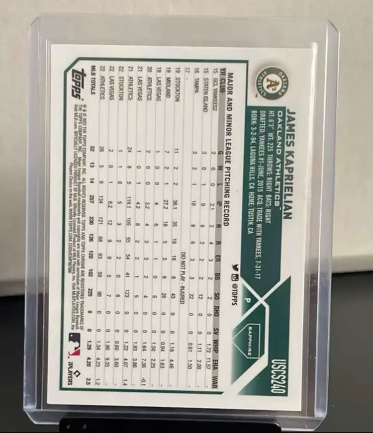 James Kaprielian 2023 Topps Chrome Update Sapphire Edition - Black #/10