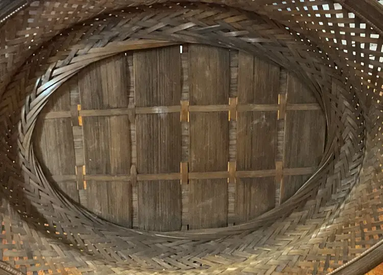 Vintage Japanese Handwoven Zaru Bamboo Wicker Tray Platter Drying Basket 22 X 15