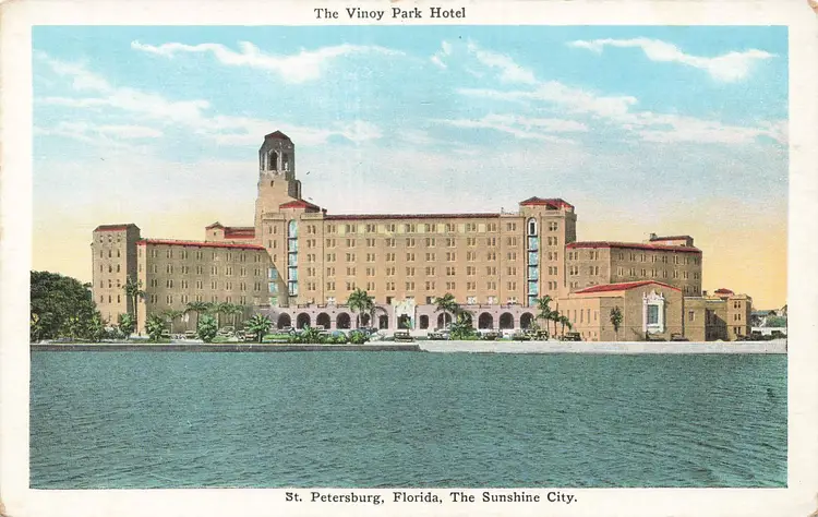 ST PETERSBURG FLORIDA~THE VINEY PARK HOTEL~ANTIQUE VINTAGE POSTCARD
