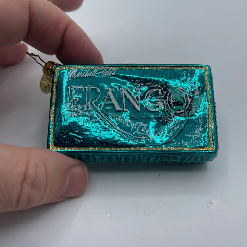 Christopher Radko Marshall Field's Christmas FRANGO Mint Chocolate Ornament 3”