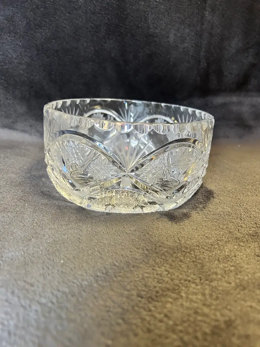 Rogaska Crystal Bowl Deep Cut Frosted Patterns Exquisite Piece Made In Slovenia
