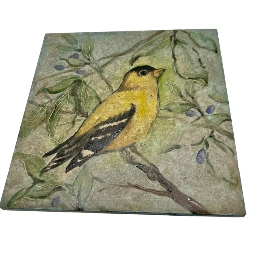 Hand Painted Goldfinch Tile Trivet