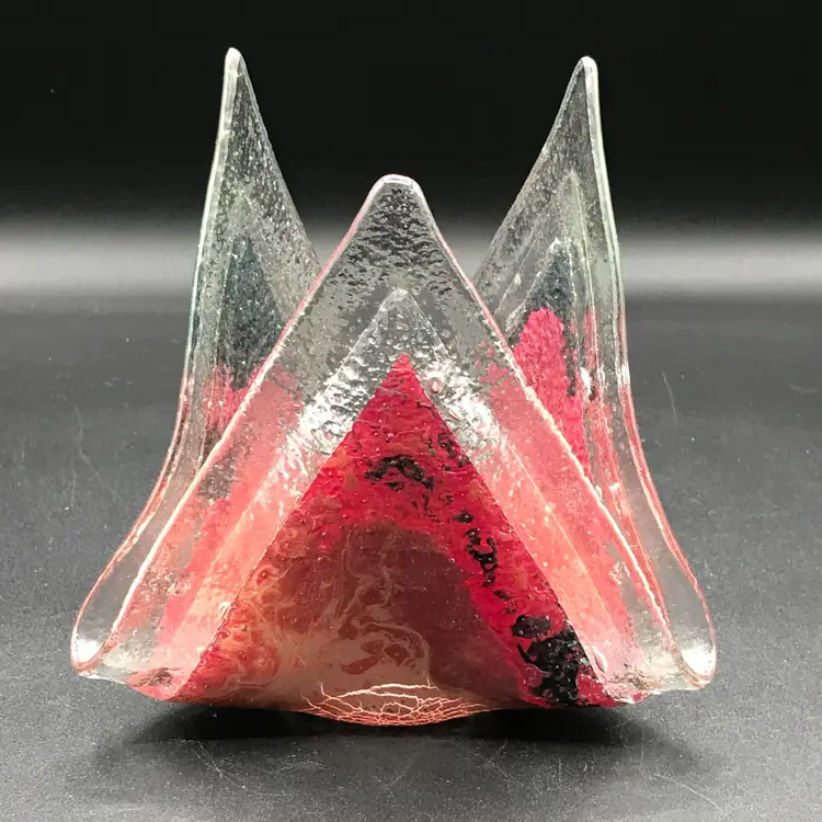 Jones Glassworks Studio Handmade Dichroic Fused Copper Art Glass Free-Form Piece