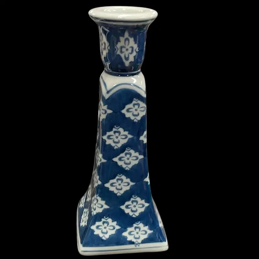 Vintage Silvestri Blue And White Taper Holder