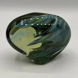Linda Westrom Signed “Waves” Abstract Shape Paperweight