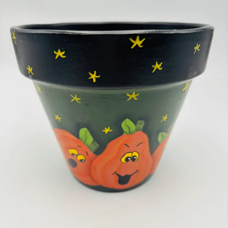 Terra Cota Flower Pot Handpainted Pumpkin Made in Italy
