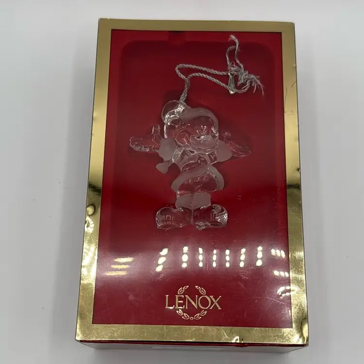 Lenox Full Lead Crystal Mickey Mouse Santa Ornament Czech Republic