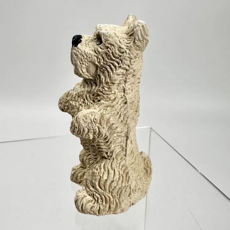 Vintage Standing White Terrier Dog Figurine Carved from Soft Stone