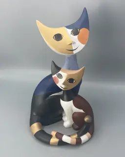 Vintage Signed Goebel Rosina Wachtmeister Cat "Angelo & Angelina" Figurine - 2003