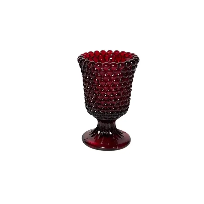 Vintage Toothpick Holder Ruby Red Orange Cadmium Glass Hobnail UV Glows #1