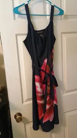 Lane Bryant Ladies Dress Size 14 Navy Blue Red Pink Floral Pattern