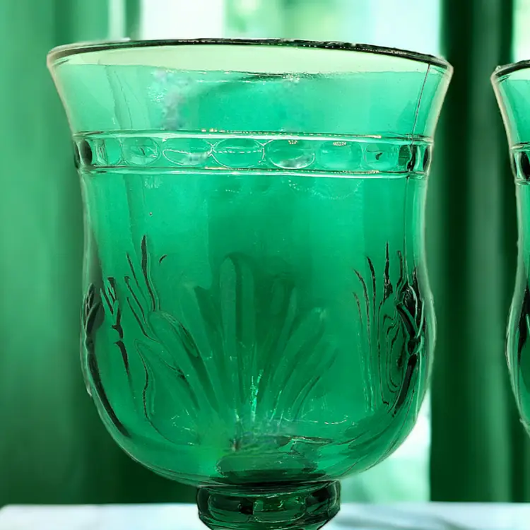 2 Vintage 1970s Toscany Alexandria Green Water Goblets