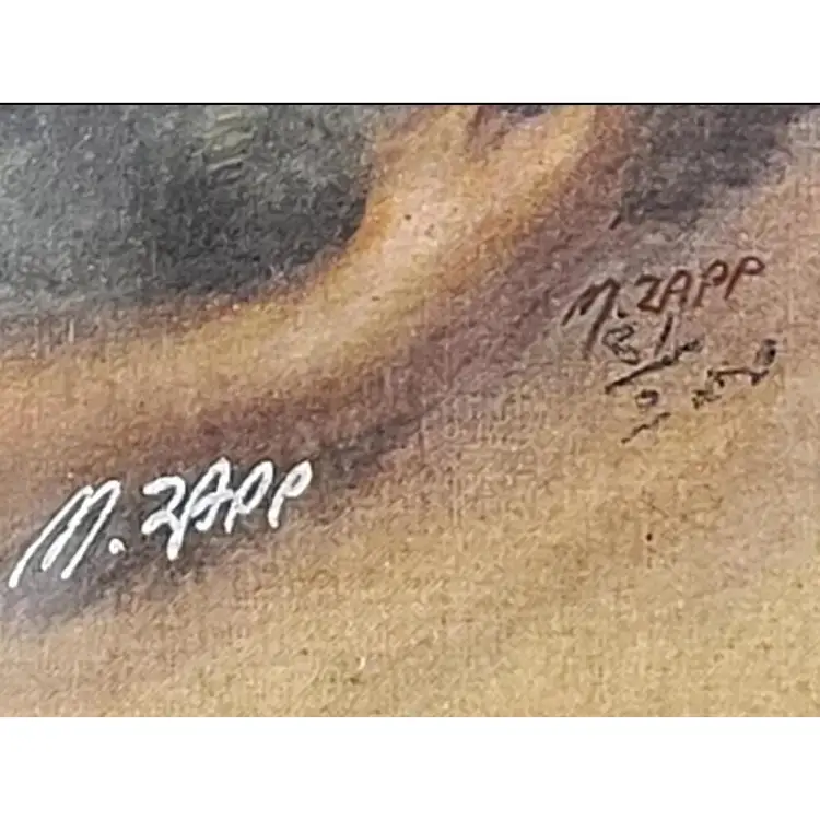 Girl With Bows Holding A Little Grey Kitten Cat Signed Artwork