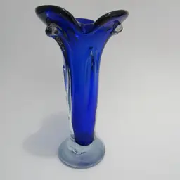 Cobalt Blue Hand Blown Glass Vase