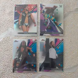 Lot of 4 WWE Finest Silver Refractors.