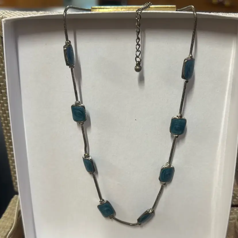 Enamel Beads Silver Tone Necklace