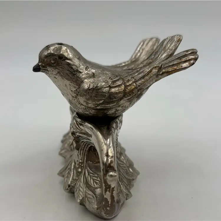 #01 Vintage Silver Plated,bride Salt, And Pepper Shakers For Bird Lovers