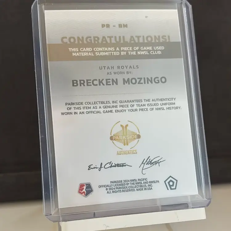 Brecken Mozingo, 2024 Parkside NWSL Pacific - Relic, Utah Royals, Soccer Card
