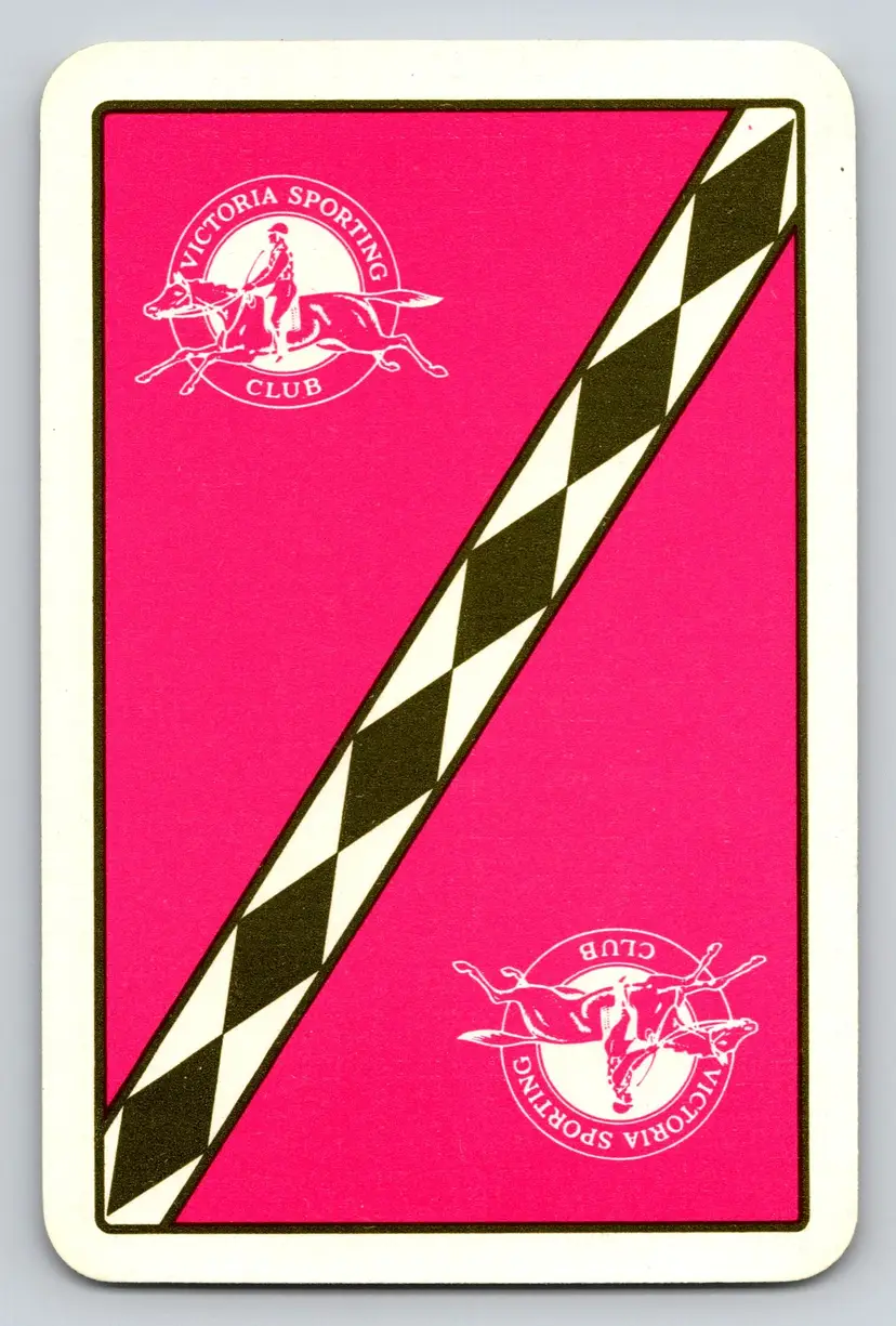 Trade Card Pink Victoria Sporting Club Swap Card Four of Spades Playing Card, Horse Equestrian - 440