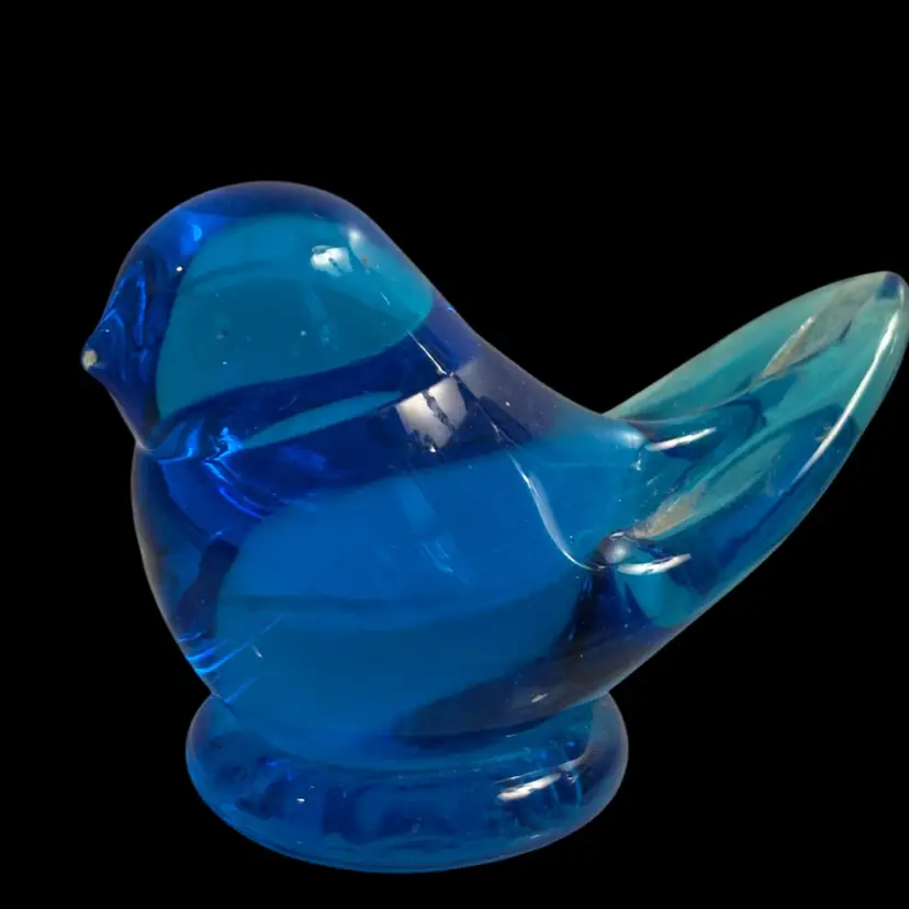 Vintage 1989 LEO WARD Bluebird of Happiness Art Glass Bird Figurine Signed