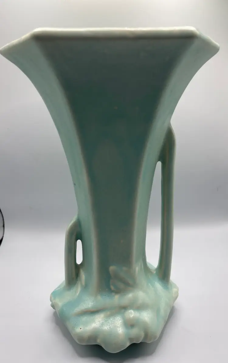 Vintage McCoy LM Blue Turquoise  Art Deco Double Handled Vase