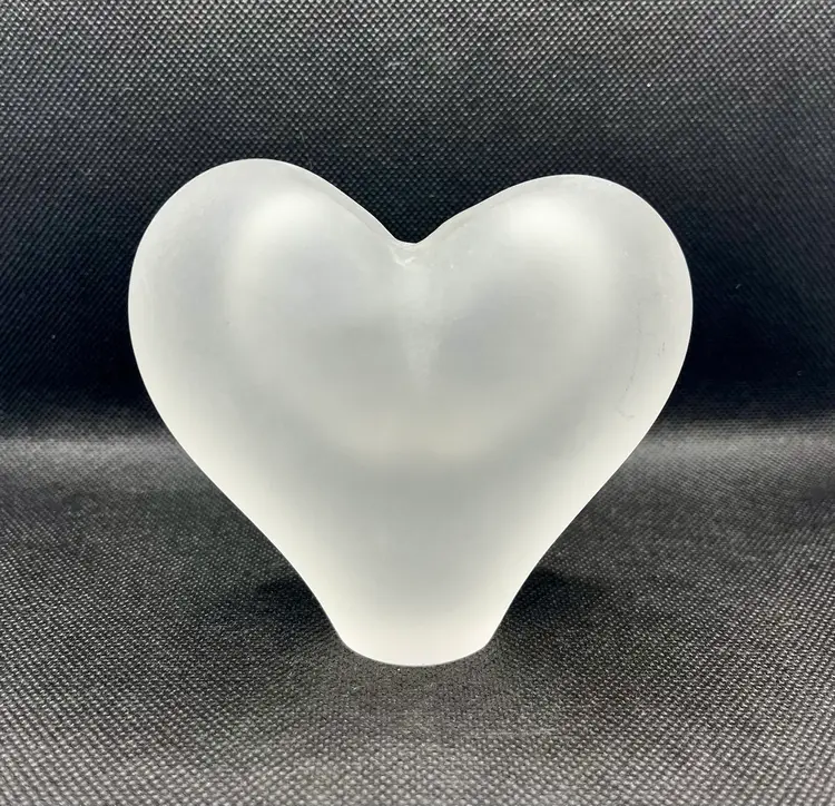 Svend Jensen frosted crystal heart bud vase or paperweight