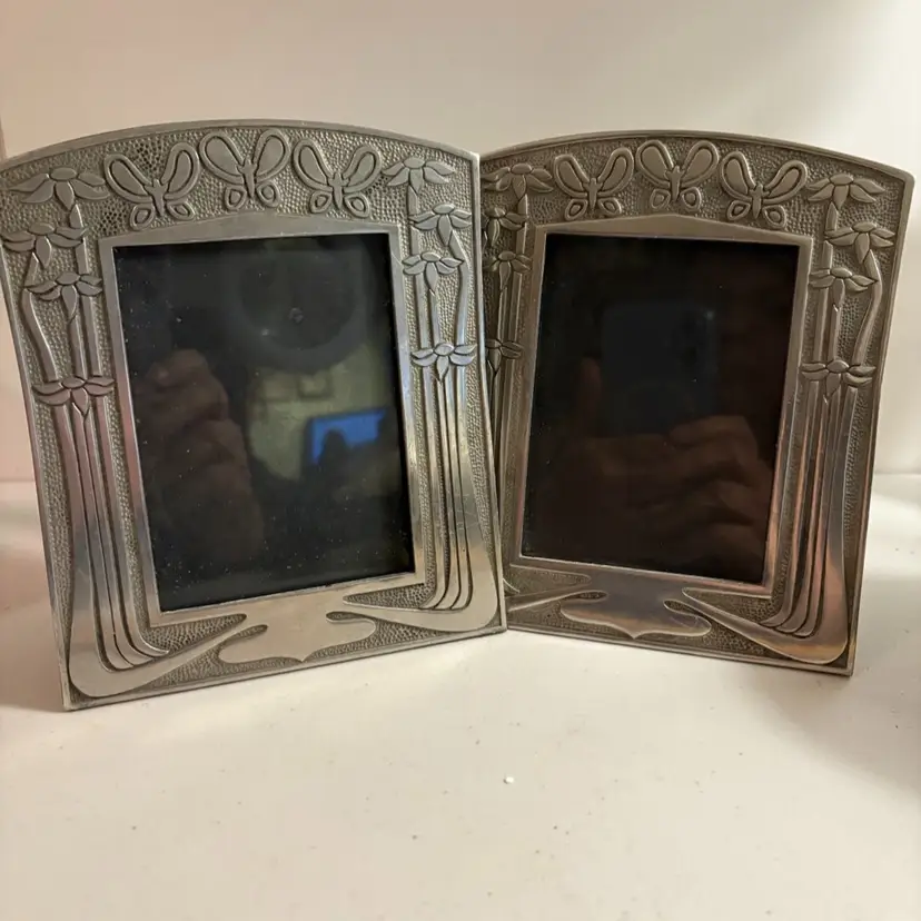 Two Early Charles Rennie Mackintosh solid pewter photo frame. Art Nouveau period