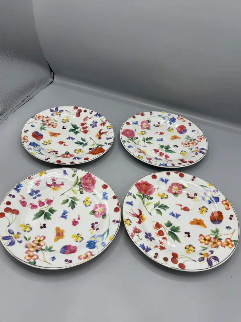 Vintage floral chintz dessert plates