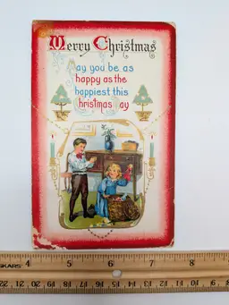 E29. ANTIQUE POSTCARD 1911 MERRY CHRISTMAS