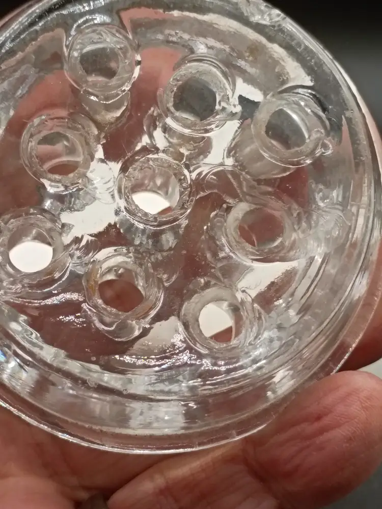 Vintage Clear Glass Floral/Flower Frog Domed Top 9 Holes, 3 1/4 inch diameter