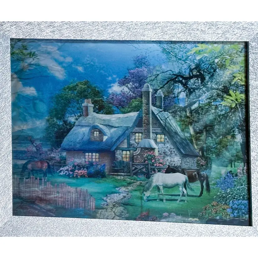 Vintage Storybook Cottage Lighthouse Hologram Picture Optical Illusion 3 Images
