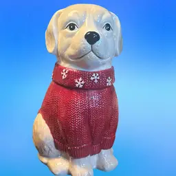 Yellow Lab In Red Sweater Cookie Jar