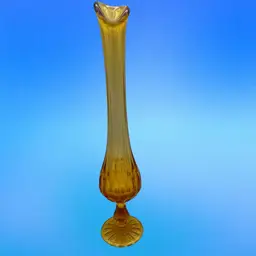 Fenton Glass Colonial Amber thumbprint foot swung vase 11.25”