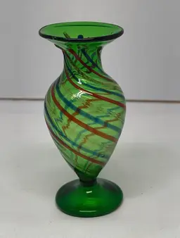 Miniature Murano Hand-Blown Swirl Glass Vase
