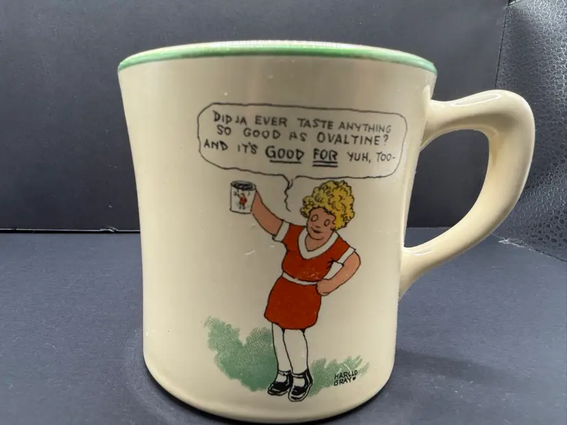 Annie Mug Cartoon Ovaltine Ad Vintage Mug 3.5”