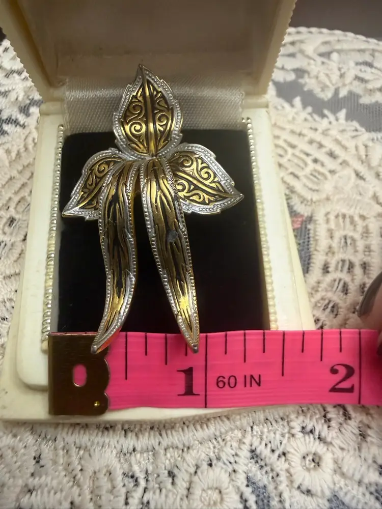 Damascene Orchid Brooch