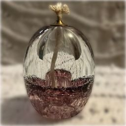 Hand-blown art glass oil lamp, from Poland