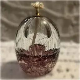 Hand-blown art glass oil lamp, from Poland