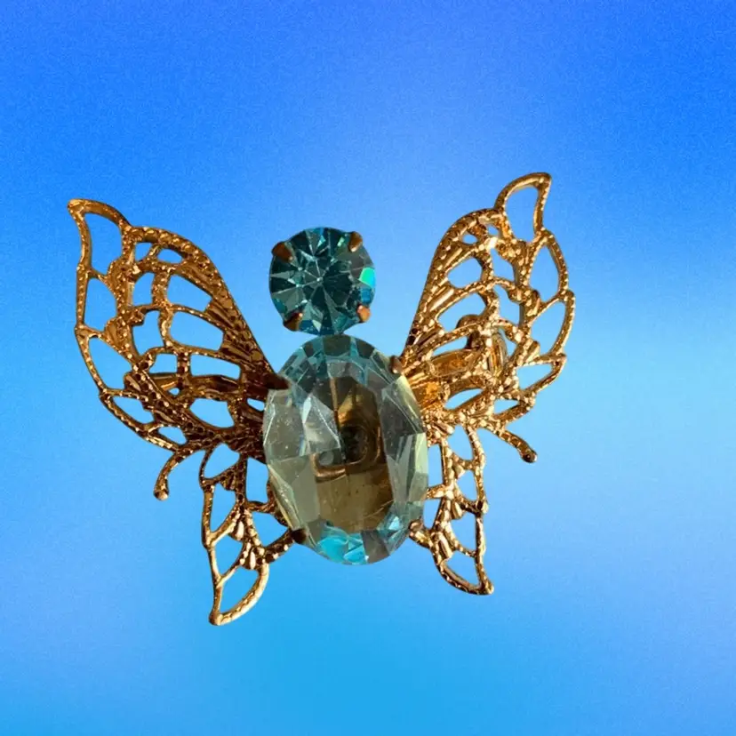 Vintage Gold Tone Filigree Wings And