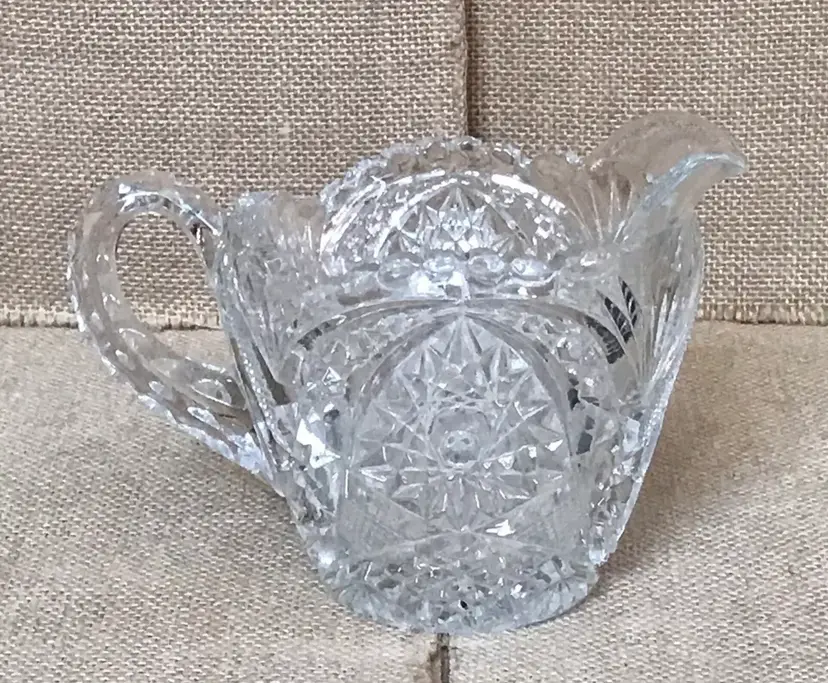 Vintage Imperial Pressed Glass Hobstar And Arches Clear Creamer AS IS READ