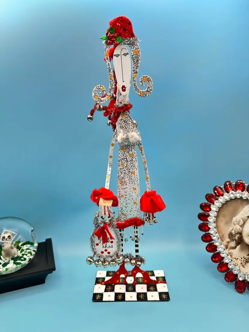 Metal Tin 16" Christmas Holiday Woman Figurine Dolly Mama Silvestri by Joey Inc