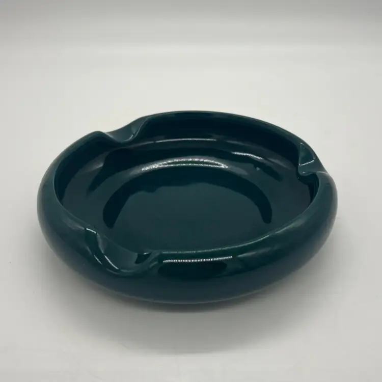 Vintage Hall China Green Round Ashtray Change Trinket Dish 675 USA MCM