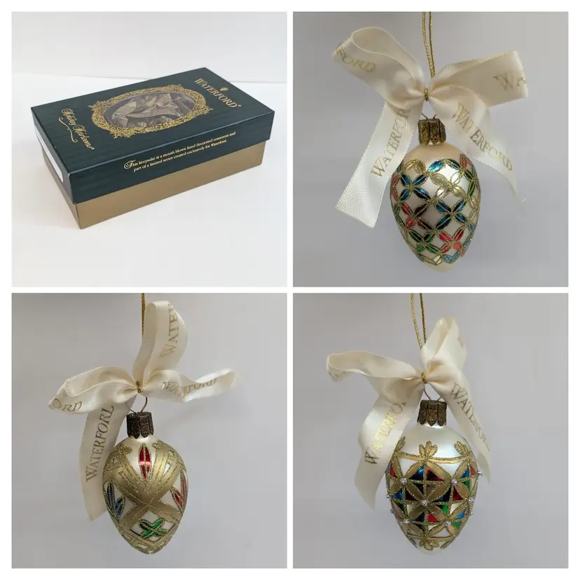 Vintage Waterford Holiday Heirlooms Mini Majestic Eggs Ornament Set of 3 Poland