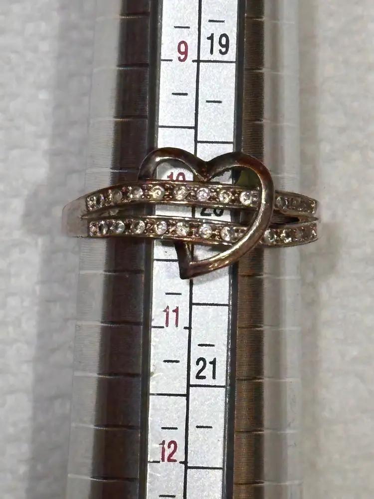 Retro Gemstone Ring Split Band Love Heart Row CZ Stones Size 1O