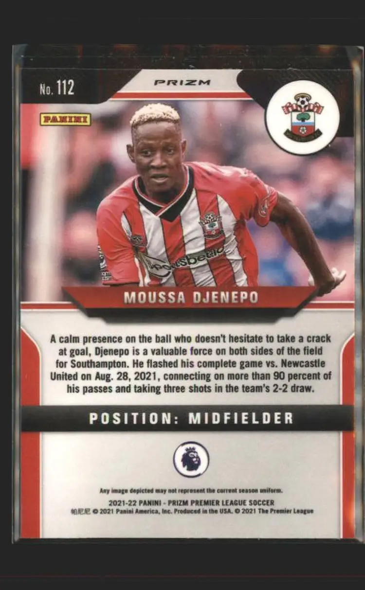2021-22 Panini Prizm Premier League #112 Moussa Djenepo Green Wave - ( 138 ) - Southampton