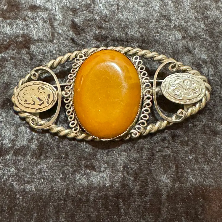 1940’s Bakelite Big Brooch Resembles Belt buckle 3.5” Wide Vintage