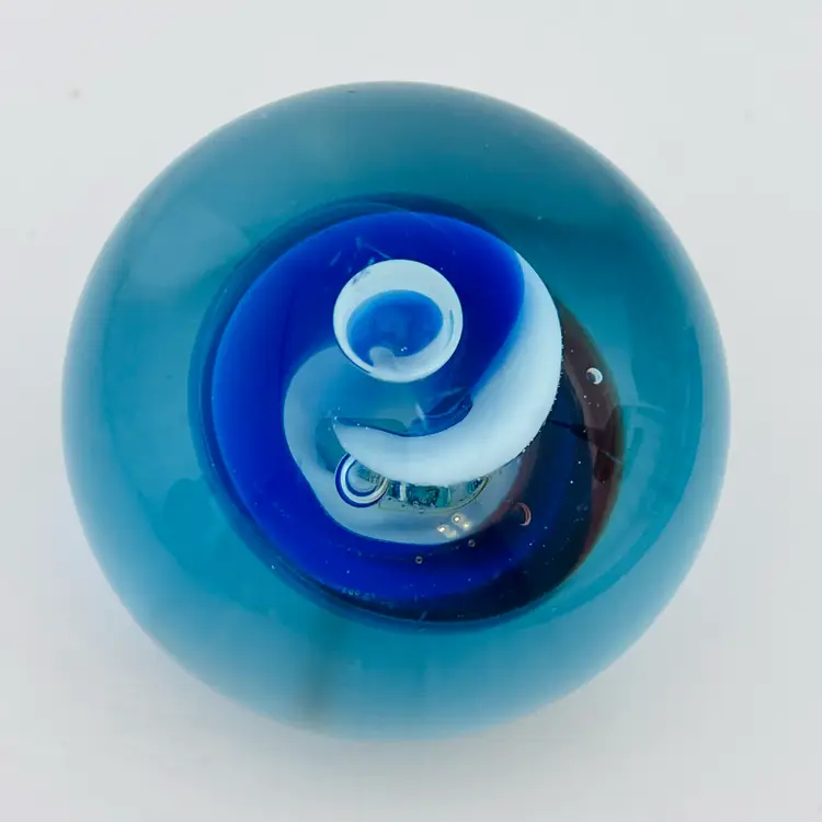 Vintage Blue Swirl Paperweight 2”