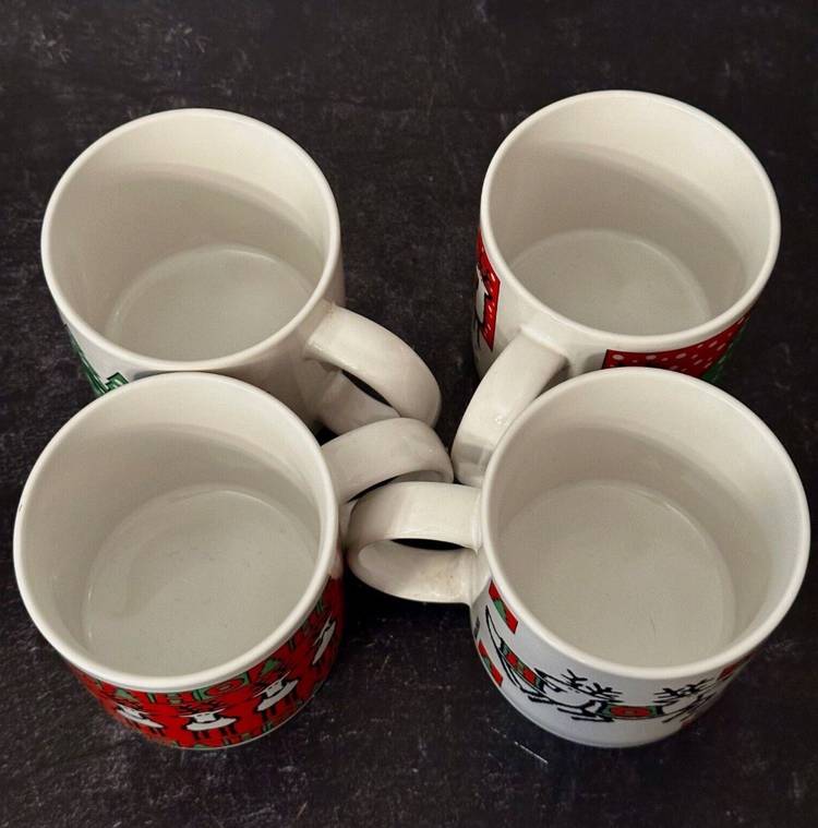 1988 Dayton Hudson Ho Ho Ho Set Of 4
Mugs Vintage