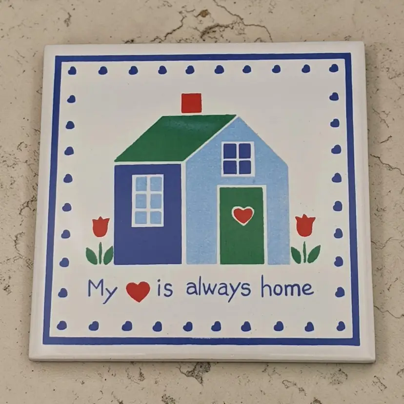 Home N Heart Square Coasters Trivet Tiles Cozy Sweet Comfort Sayings Set 4