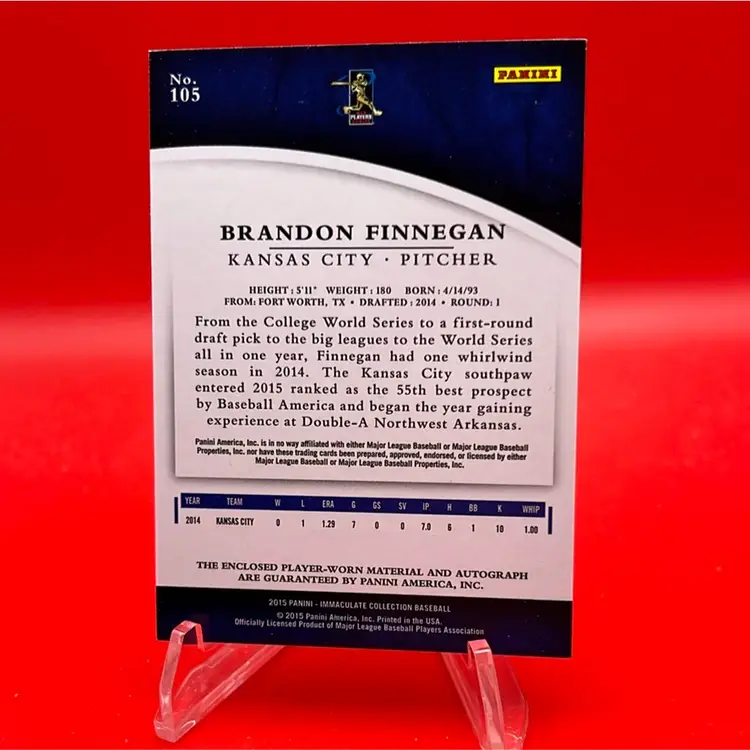 Brandon Finnegan 2015 Panini Immaculate Material Auto RC 20/49 Kansas City Royals